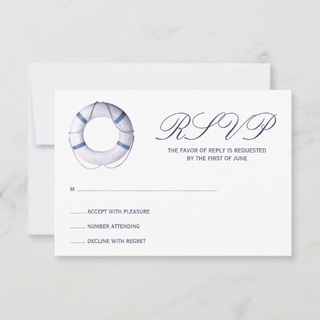Blue Nautical Life Ring Response Card (Front)