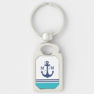 Blue Nautical Monogram Key Ring