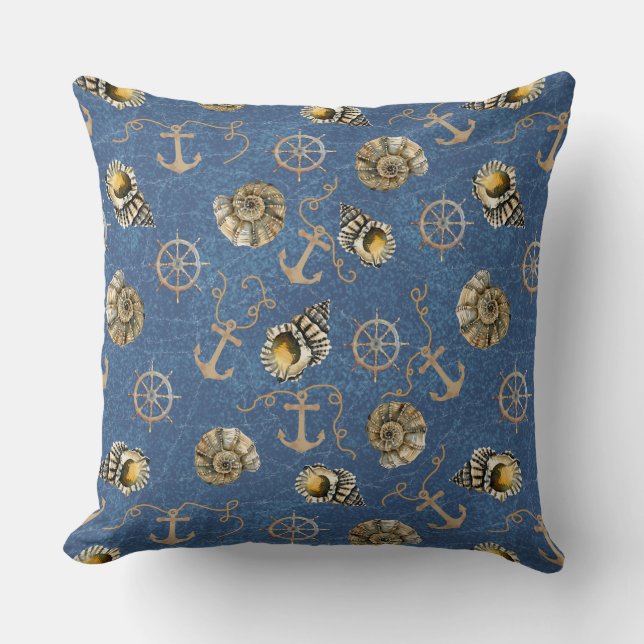 blue nautical pattern cushion (Front)