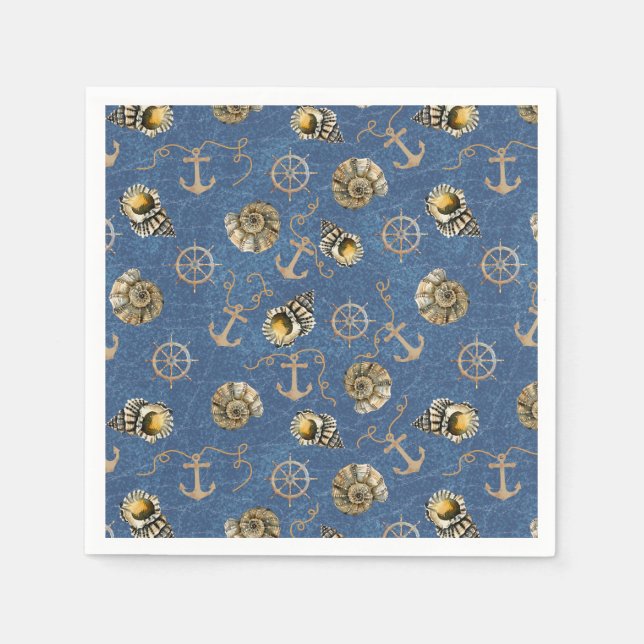 blue nautical pattern napkin (Front)