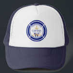 Blue Nautical personalized Sailor captain  Trucker Hat<br><div class="desc">Blue Nautical Sailor Last Sail Theme for 
Bachelor,  Sailor,  captain,  marine,  fisherman,  vacation,  retirement, </div>