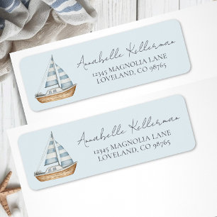 Blue Nautical Return Address Label