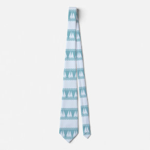 Blue Nautical Sailboat Coastal Stripes Tie