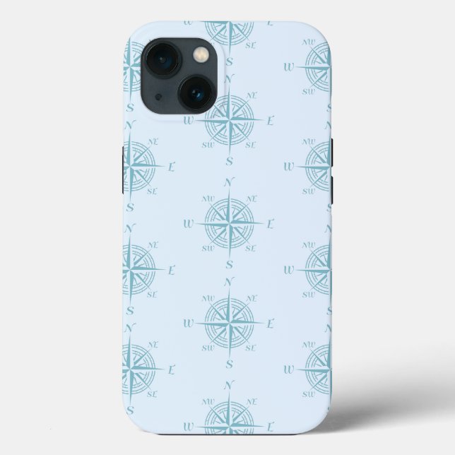Blue Nautical Sailing Compass Case-Mate iPhone Case (Back)