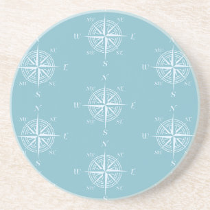 Blue Nautical Sailing Compass Coaster