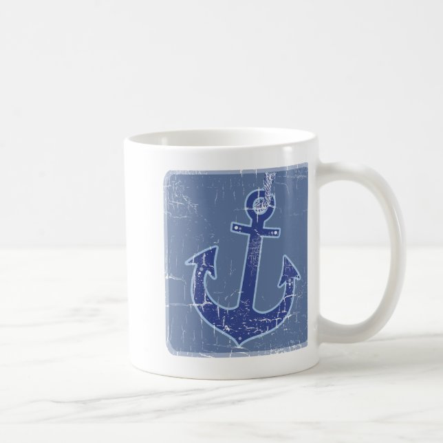 blue nautical sailor anchor coffee mug (Right)