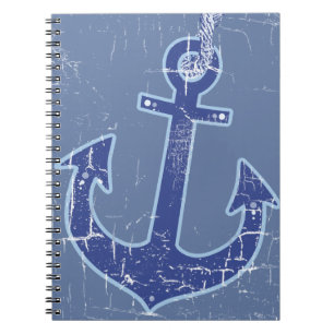 blue nautical sailor anchor notebook
