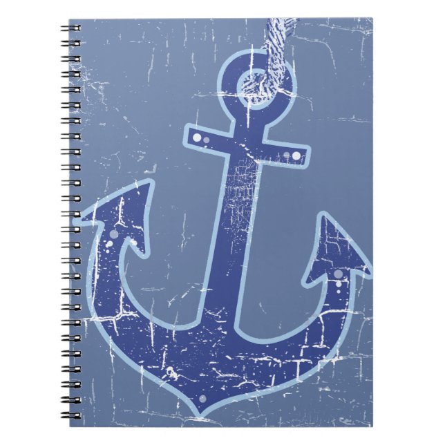 blue nautical sailor anchor notebook (Front)