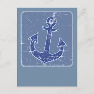 blue nautical sailor anchor postcard