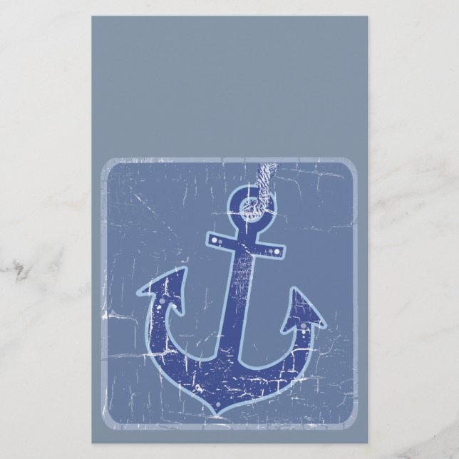 Blue Nautical Sailor Anchor Stationery (Front)