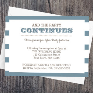Blue Nautical Stripe After Party Card