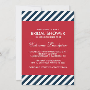 Blue Nautical Stripes Bridal Shower Invitation