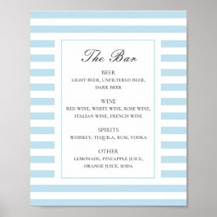 Blue nautical stripes. Elegant wedding drinks bar Poster