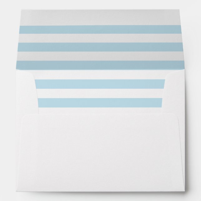 Blue nautical stripes. Modern striped wedding Envelope (Back (Bottom))