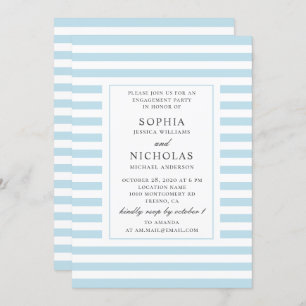 Blue nautical stripes. Striped engagement party Invitation