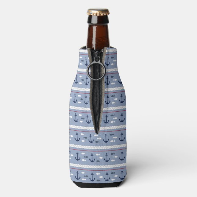 Blue Nautical Summer Bottle Cooler (Bottle Back)