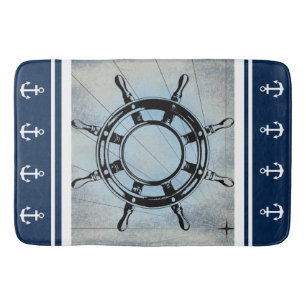 Blue Nautical Themed Bath Mat