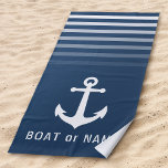 Blue Nautical Vintage Anchor Your Name or Boat Beach Towel<br><div class="desc">Vintage Nautical Anchor with Your Custom Name or Boat Name on a Stylish Beach Towel. This personalised towel will not just keep you dry but also is a fun conversation piece. Makes a great gift item for any occasion.</div>