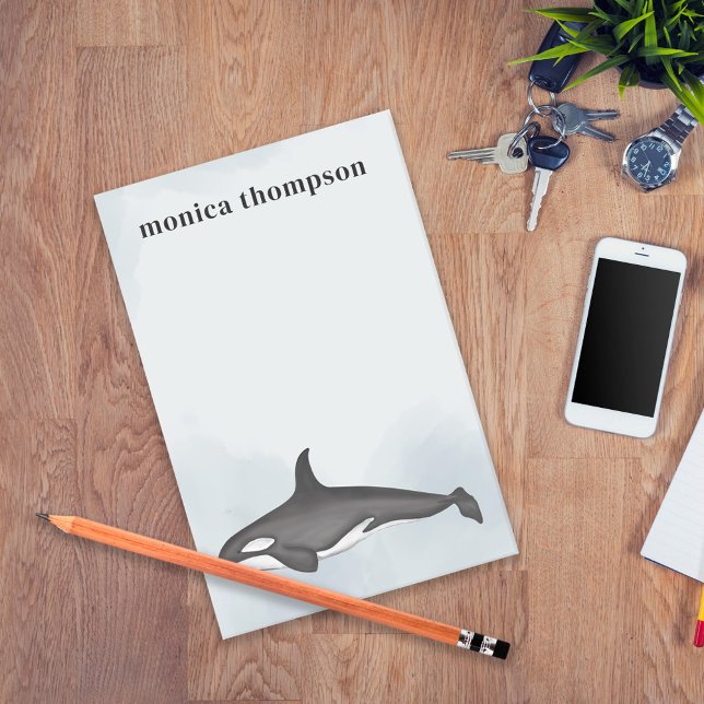 Blue Nautical Watercolor Orca Custom Post-it Notes (Creator Uploaded)