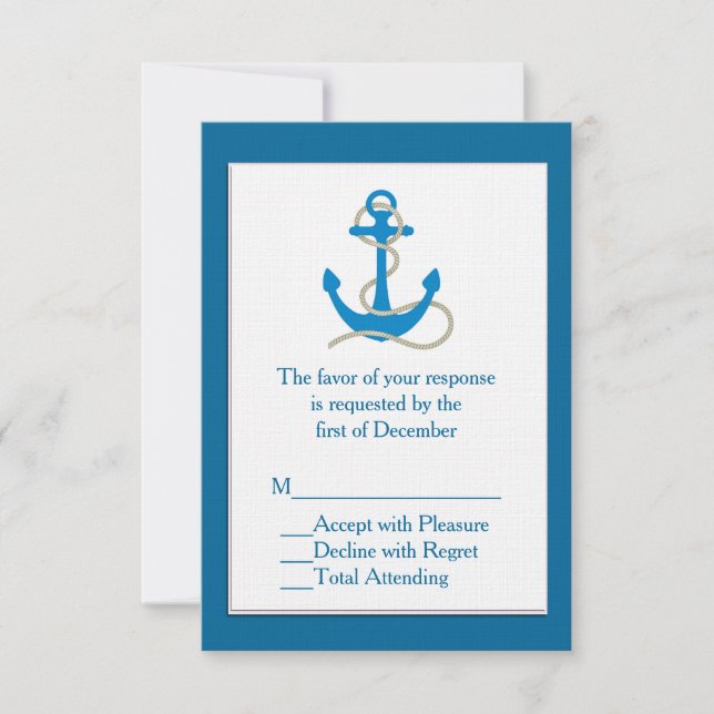 Blue Nautical Wedding RSVP Card (Front)