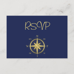 Blue Nautical Wedding RSVP Cards