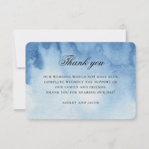 Blue nautical wedding. Watercolor modern sea beach Thank You Card