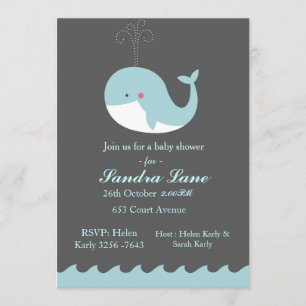 Blue Nautical Whale Baby Shower Invitation