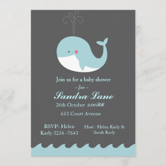 Blue Nautical Whale Baby Shower Invitation