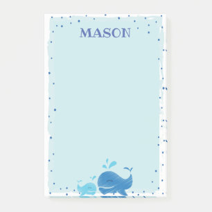 Blue Nautical Whale Post It Note