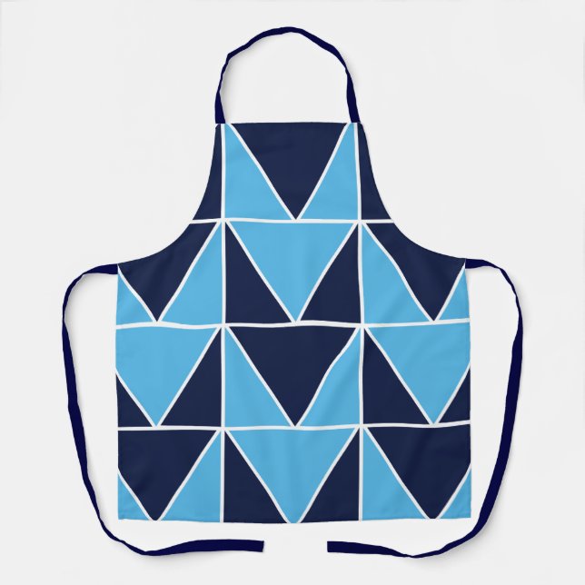 Blue Navy Blue Geometric Triangle  Apron (Front)