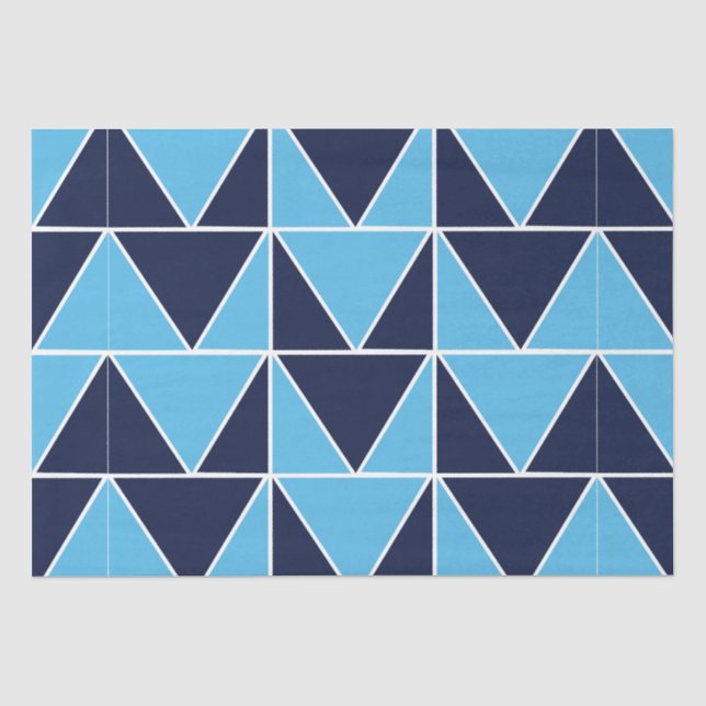 Blue Navy Blue Geometric Triangle  Tissue Paper (Front)