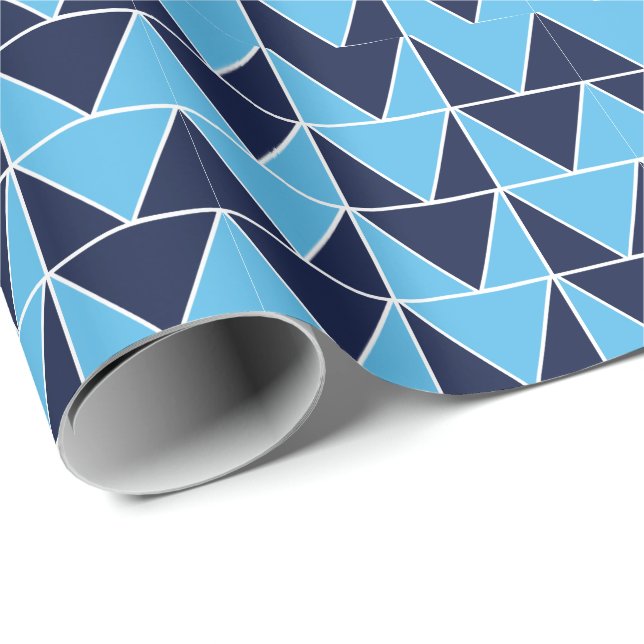 Blue Navy Blue Geometric Triangle  Wrapping Paper (Roll Corner)