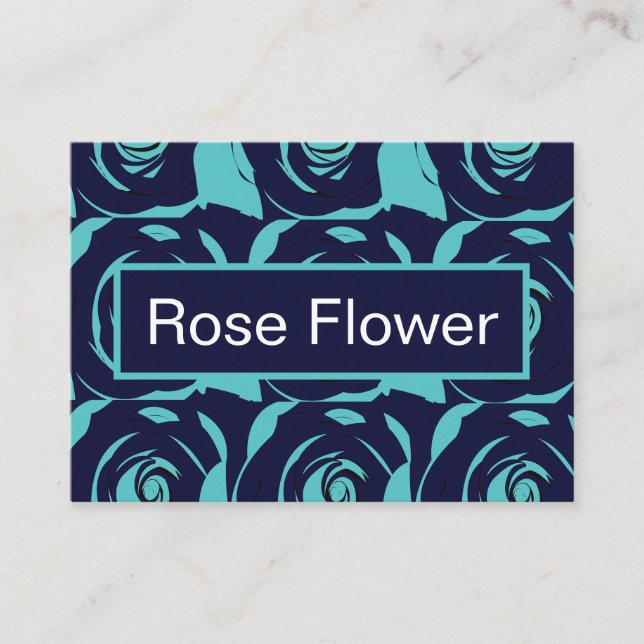 Blue Navy Blue Rose Flower  Business Card (Front)