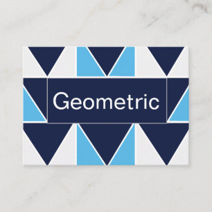 Blue Navy Blue White Triangle Geometric  Business Card