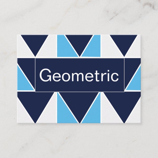 Blue Navy Blue White Triangle Geometric  Business Card (Front)