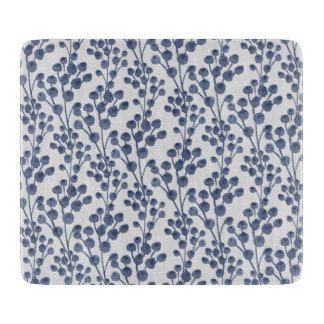 Blue Navy Botanical Cutting Board
