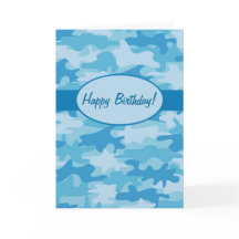 Blue Navy Camo Camouflage Happy Birthday Custom