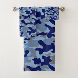Blue Navy Camouflage Pattern Bath Towel Set