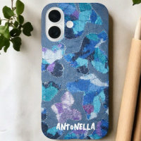 Blue navy cyan purple monogram abstract pattern 