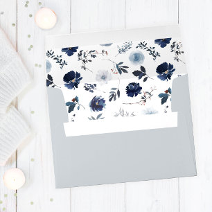 Blue & Navy Floral 2 - Blue Grey 3 Outside Envelope
