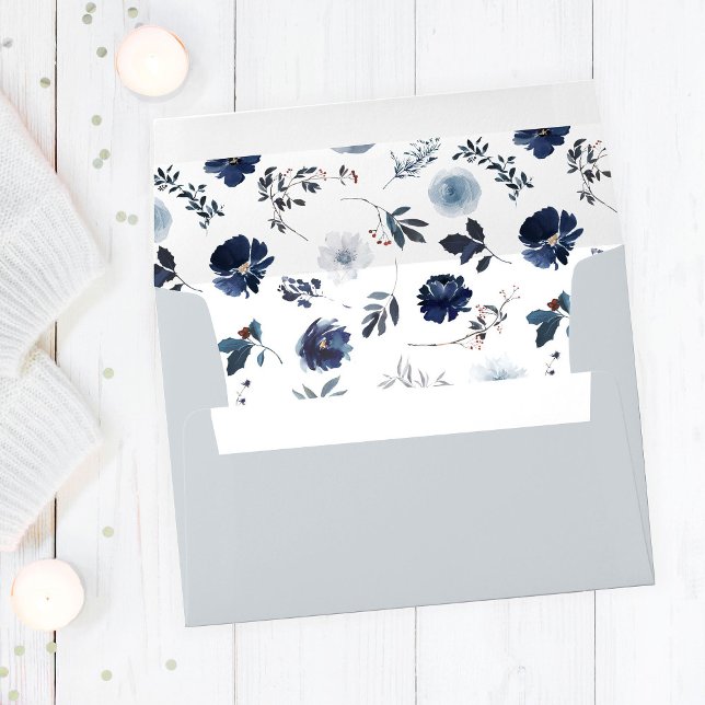 Blue & Navy Floral 2 - Blue Grey 3 Outside Envelope (Creator Uploaded)
