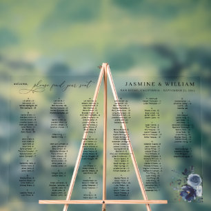Blue & Navy Floral Alphabetical Seating Chart LG