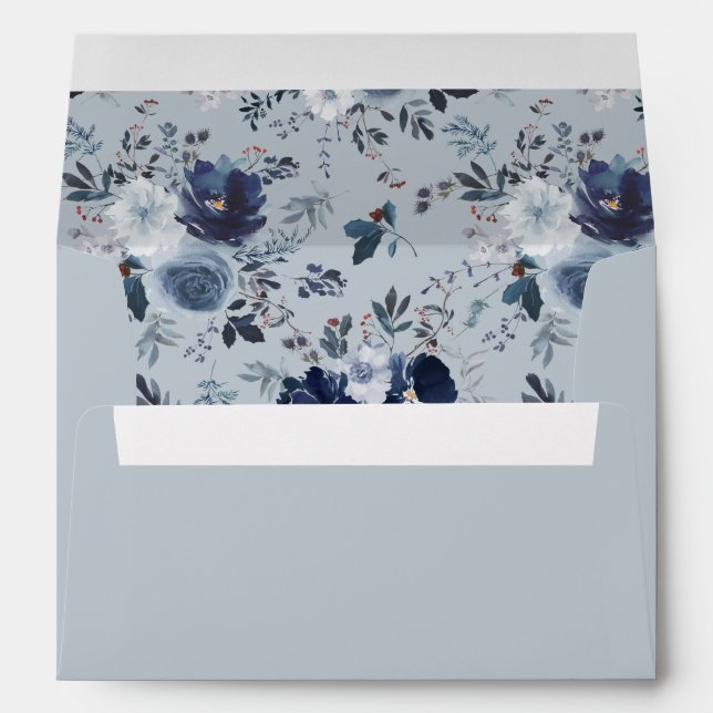 Blue & Navy Floral - Blue 2 Envelope (Back (Bottom))