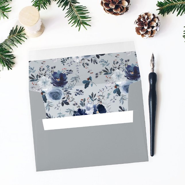 Blue & Navy Floral - Blue Grey 2 Outside Envelope (Creator Uploaded)