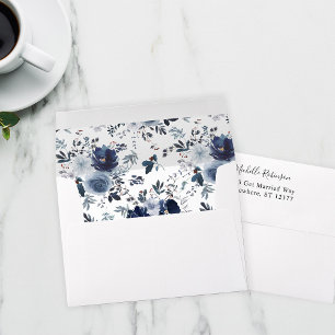 Blue & Navy Floral  Envelope