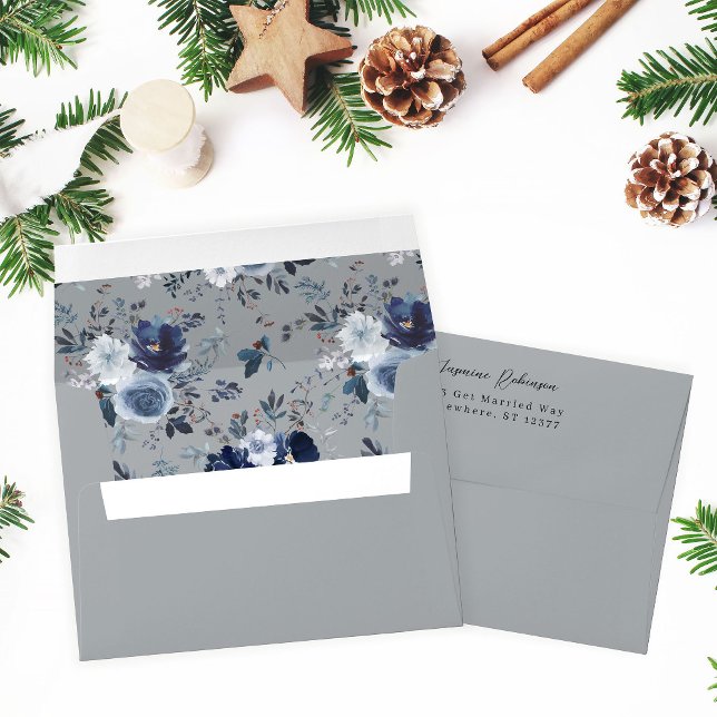 Blue & Navy Floral - Grey 2 Outside Envelope (Creator Uploaded)