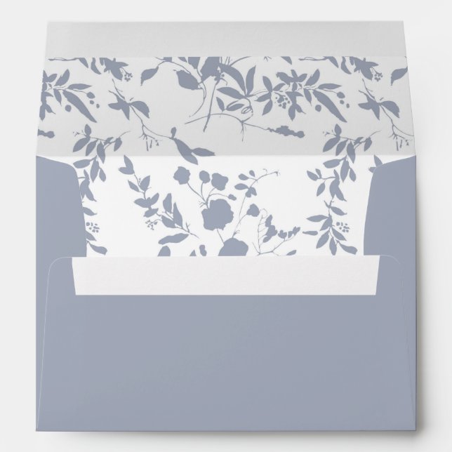 Blue & Navy Floral - Leaves Light Blue 2 Envelope (Back (Bottom))