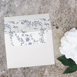 Blue & Navy Floral - Leaves Light Blue Envelope