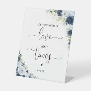 Blue Navy Floral Love and Tacos Sign