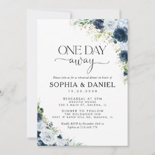 Blue Navy Floral One Day Away Invitation
